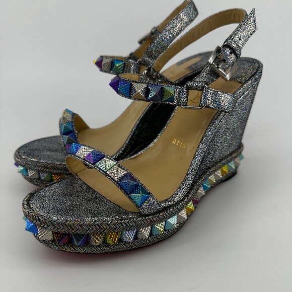 Louboutin Metallic Sparkle Nappa Mica Pyraclou 110 - Size 39 - Picture 4 of 8